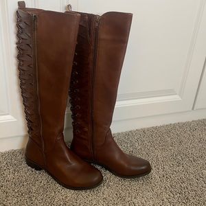 New Gianni Bini Picard Lattice Back Brown Knee High Boot 6.5 M